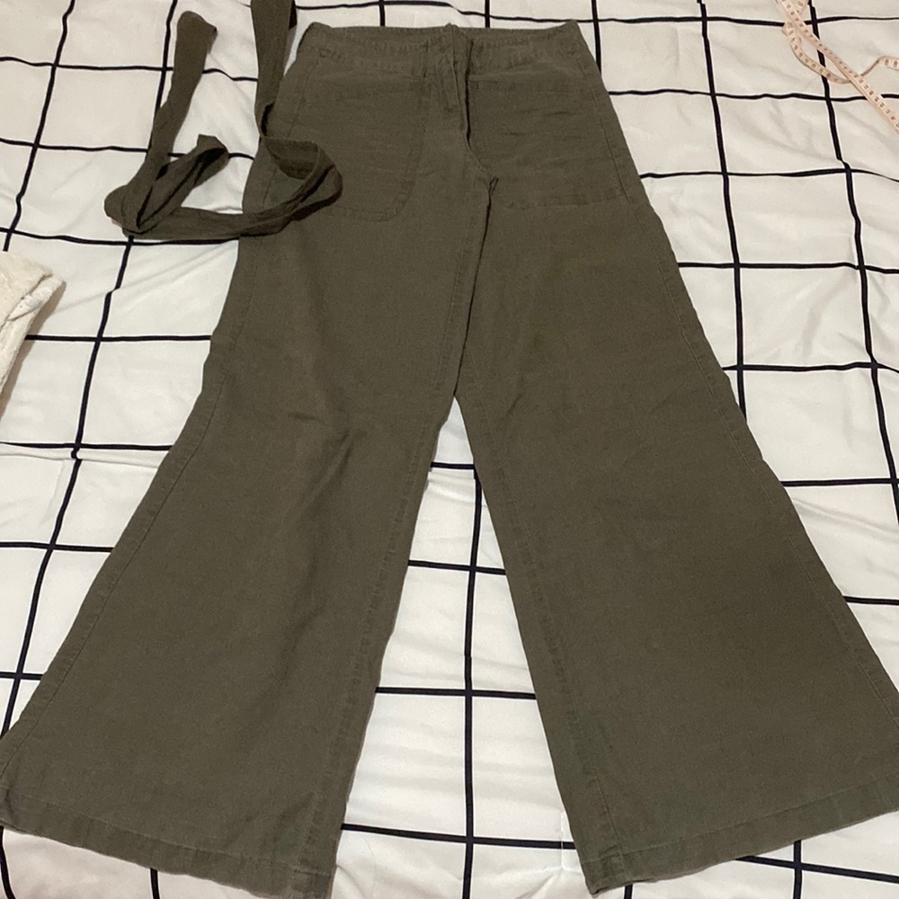 Olive green wide leg pants